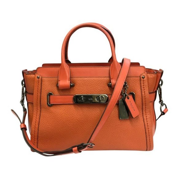 COACH Swagger 27 Carryall Handbag, Women's, 2-Way, Orange, 34816 T1 - Picture 1 of 8